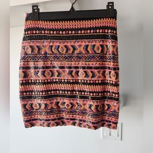 New Years Eve Short Mettalic Orange and Black Skirt